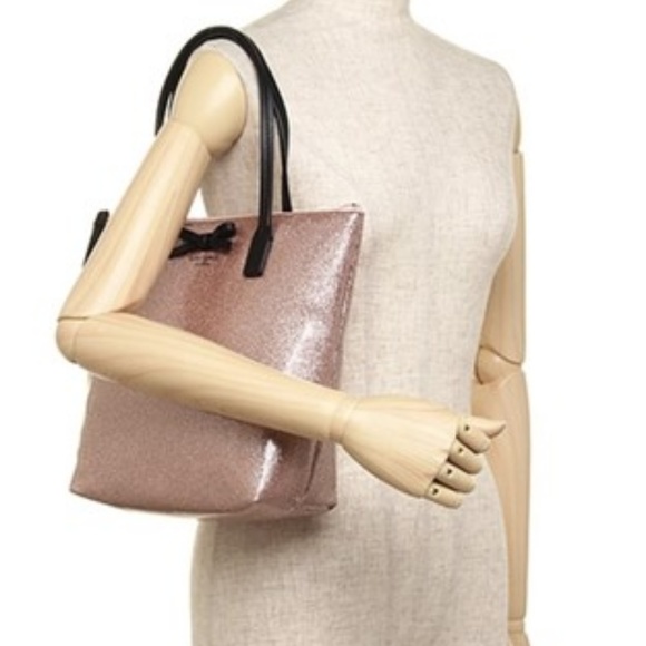 Kate Spade Rose Gold Glitter Handbag with Bow - Picture 5 of 8